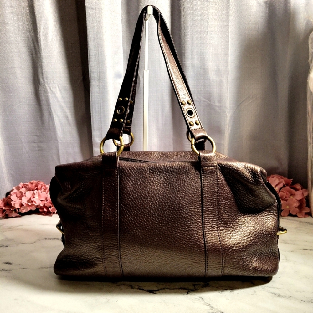 HOBO Int'l Vintage Chocolate Brown Pebbled Leather Shoulder Satchel Bag
